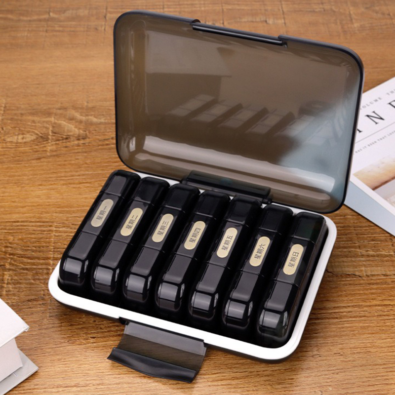 可携式药物分装h药盒一周七天吃药提醒盒迷你早午晚药品药锭分格