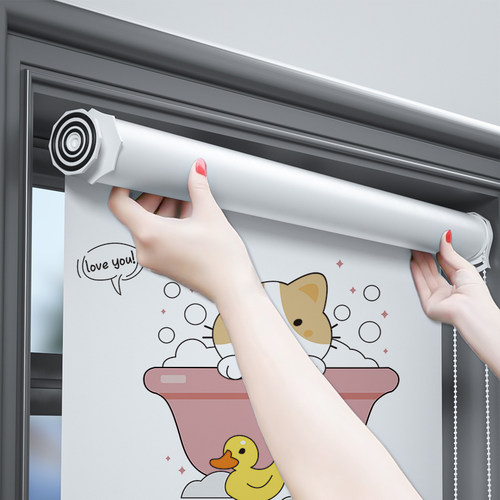 厨房浴室厕所卫生j间窗帘遮阳帘拉卷式免打孔防水卷帘遮挡窗户遮