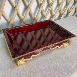 蒙古烤全羊盘手把肉托盘羊腿盘民族特色餐具铜包角T实木烤漆供肉