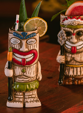 热带风情夏威夷提基杯tiki杯创意鸡尾酒杯磨砂陶T瓷僵尸杯酒吧酒