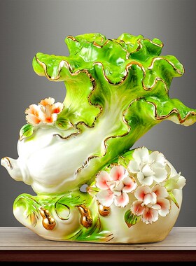 轻奢陶瓷白菜摆件装饰品客厅电视柜E酒柜创意乔迁家居结婚礼物新