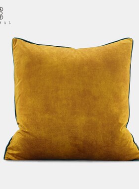 英式古典唐顿庄园奢华复古金棕色绿色撞色滚边靠Y垫别墅抱枕