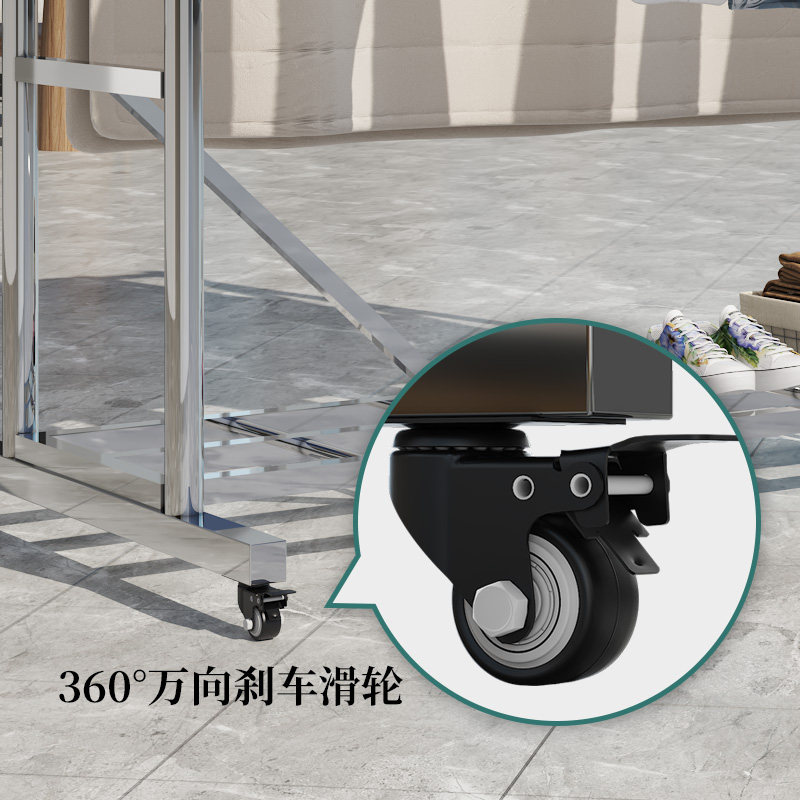 304不锈钢晾衣架落q地家用阳台室外晾衣双杆晾挂晒被子防风可移动,收纳整理,置地/升降晾晒衣架,淘宝优惠券,粉丝福利购,淘宝优惠卷