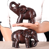 大象摆件一对家居客厅黑檀木雕电视柜装 饰红木木头实木雕刻工艺品