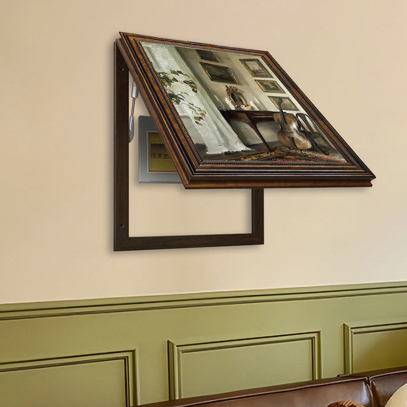 美式竖版遮挡电表箱装饰画免打孔法式掀开挂画高级感强配电电闸画,家居饰品,现代装饰画,淘宝优惠券,粉丝福利购,淘宝优惠卷