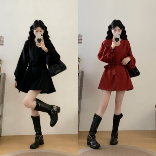 女短款毛呢外套女2025春秋气质显瘦灯笼袖小个子大衣爆款