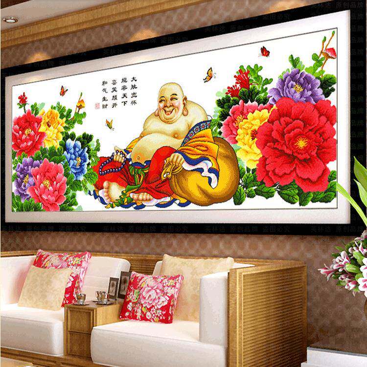 弥勒佛十字绣2022新款线绣客厅大幅2米笑佛笑口常开szx佛祖大肚佛