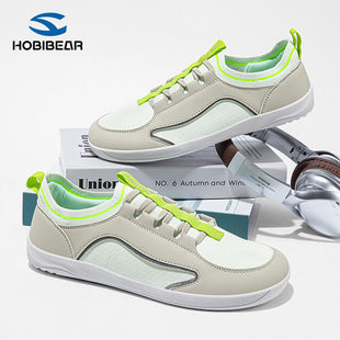 HOBIBEAR男鞋4e宽楦赤足鞋秋季透气宽头健身鞋男士开车专用休闲鞋
