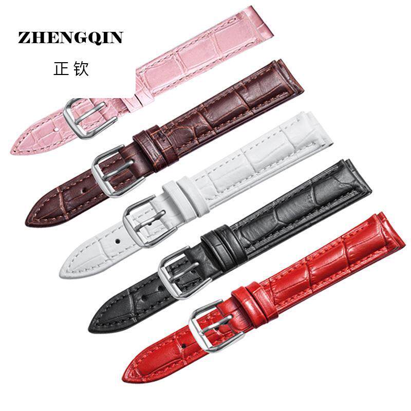 适用手表表带女真皮女款学生女士休闲柔软通用手表带男针扣小牛皮