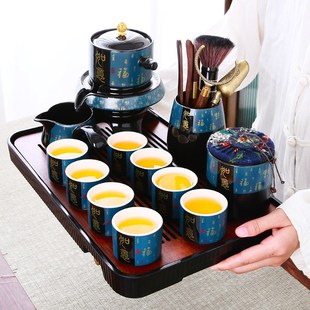 家用复古礼盒 石磨茶具懒人泡茶神器半全自动防烫功夫泡茶N壶套装