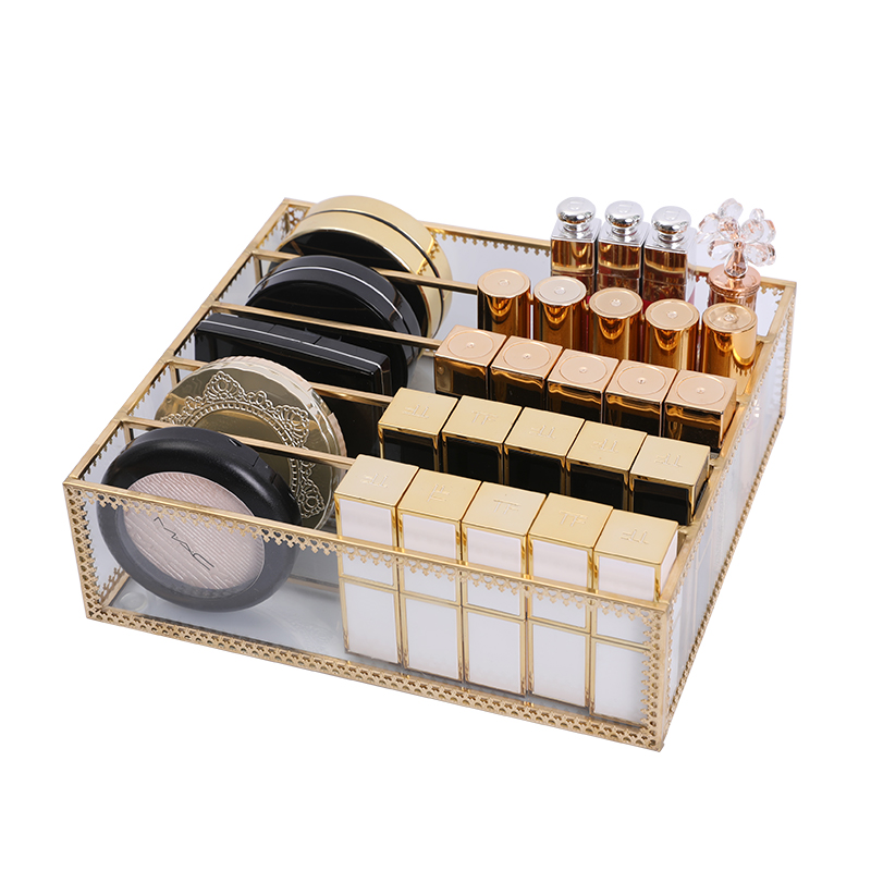 梳妆台粉饼眼影收纳盒口红化妆品气垫腮K红整理架桌面抽屉分隔防
