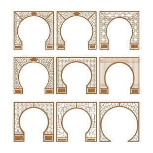 实木花格仿古月h洞门中式隔断屏风月亮门拱门隔断门客厅屏风木格