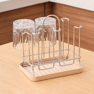 放水杯子的置物架 304不锈钢茶杯收纳架桌M面玻璃杯架倒挂洋酒杯