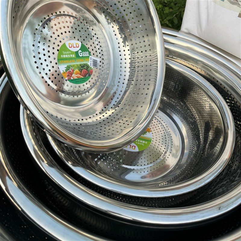 特大不锈c钢漏盆淘米大盆商用特大漏盆后厨洗米洗菜盆食堂专用