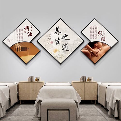 中医养生馆装饰挂画背景墙美容院高D级感足疗店头疗图片宣传画海