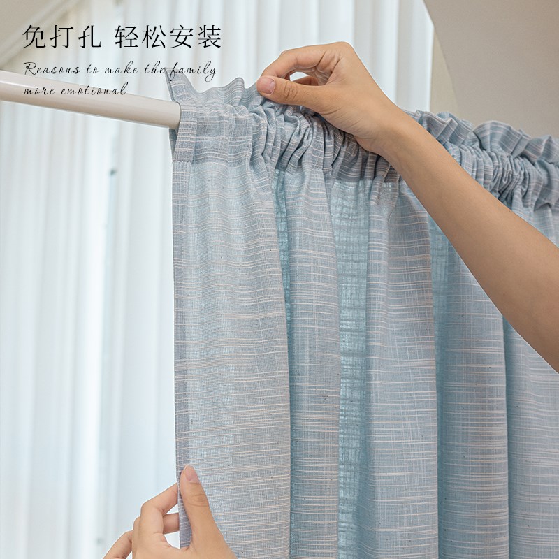 拱形门纱帘蓝色装饰高级r感玄关拱门门帘卧室隔断遮挡半帘窗户窗图片