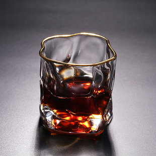 水杯洋酒杯喝啤酒杯 创意轻奢b家用玻璃高级感酒吧威士忌酒杯个性