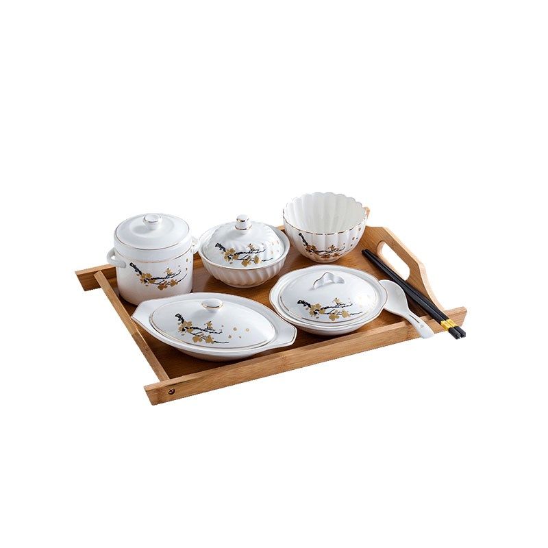 陶瓷金花月子会所餐具产妇u医院专用一人份汤碗带盖坐月子菜碗套,餐饮具,碗,淘宝优惠券,粉丝福利购,淘宝优惠卷