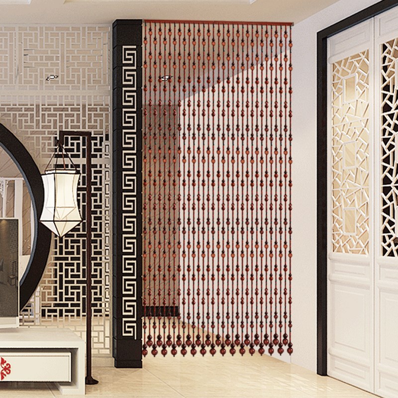 全实木红酸枝葫芦珠帘门帘红木挂帘过H道卧室卫生间客厅挂帘免打