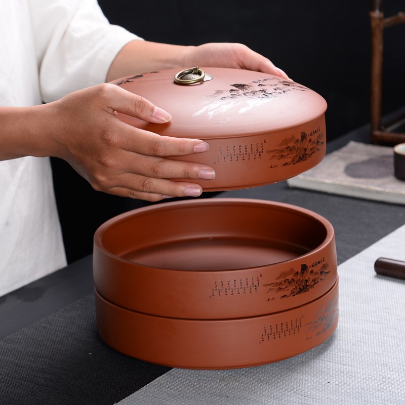 紫砂茶叶b罐陶瓷大号醒存茶罐密封罐白茶普洱茶饼罐茶叶包装盒家