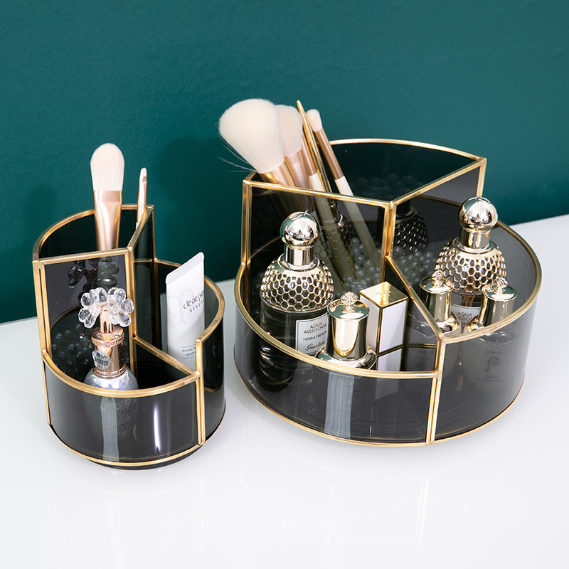 桌面化妆刷收纳筒旋转款玻璃口红C盒子轻奢化妆品眼线笔眉笔收纳,收纳整理,桌面收纳盒,淘宝优惠券,粉丝福利购,淘宝优惠卷