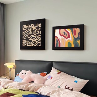 中古蒙德里安卧室床头装 玄关柜J壁画小众艺术抽象客厅挂 饰画法式