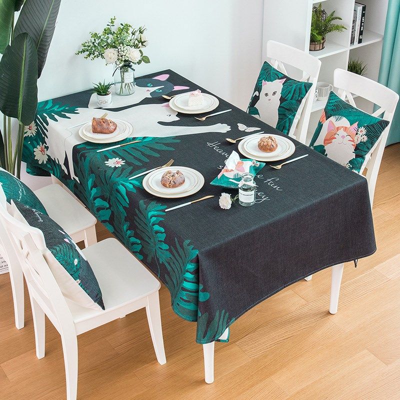 花与猫防水桌布茶几桌布棉麻小清新E桌布圆桌台布餐桌布长方形桌,居家布艺,桌布,淘宝优惠券,粉丝福利购,淘宝优惠卷