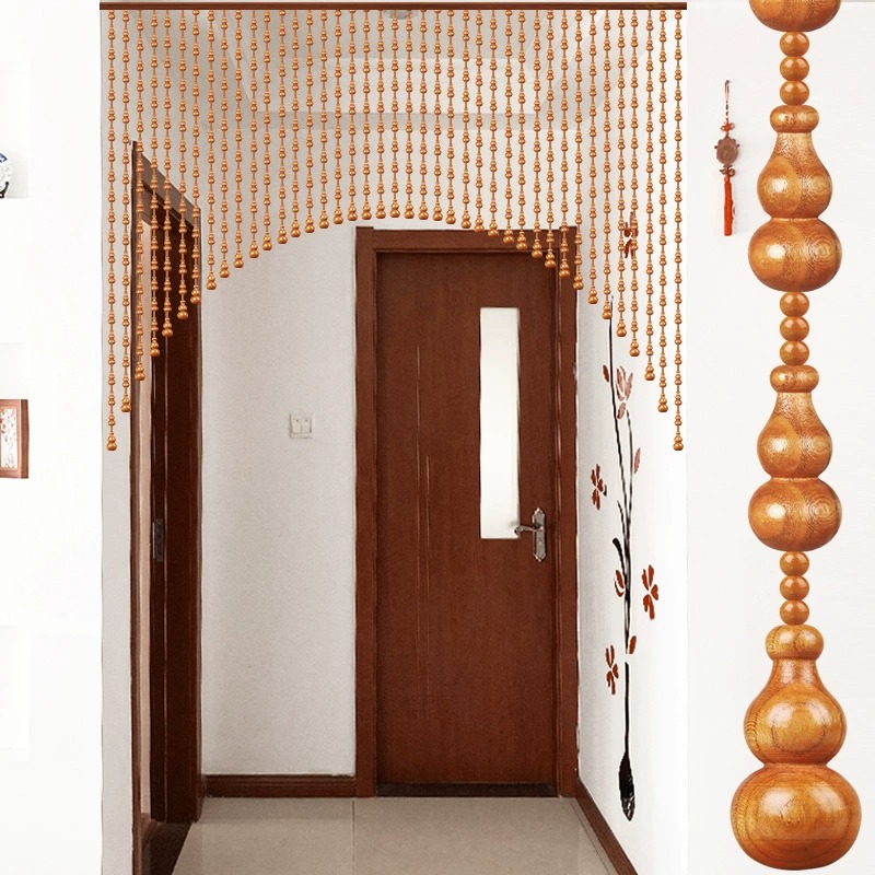 全桃木珠帘葫芦门帘隔断帘入户玄关对门卧室卫生T间客厅家用免打