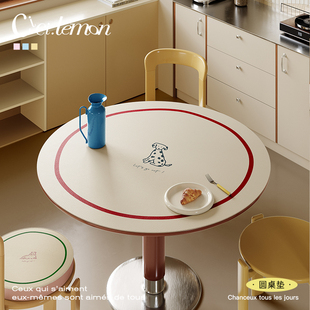 小狗茶会覆古北欧风圆形纯色pvc餐桌垫家用防水免洗咖啡桌垫定制
