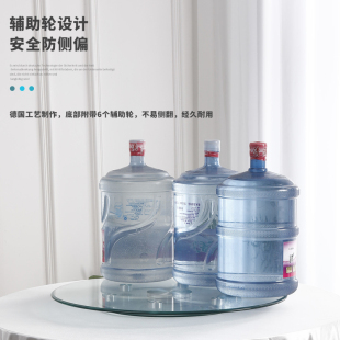 餐桌转盘家用钢化玻璃酒店旋转饭桌圆形台面实木加厚圆桌玻璃底座