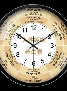 子午流注养生挂钟十二时辰经络保养肝胆子丑寅卯排序表静音石英钟