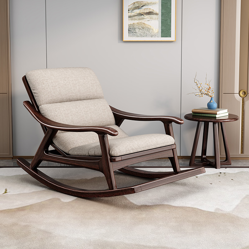 新中式实木摇椅家用客厅阳台休闲懒人沙发可躺可睡网红摇摇椅家具