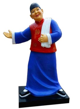 设计定制面馆餐厅卡通迎宾小二哥雕像酒店火锅店小吃人物雕塑摆件