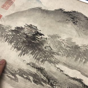 名画复制品唐寅唐伯虎松崖别业写意山水画国画艺术微喷临摹装饰画