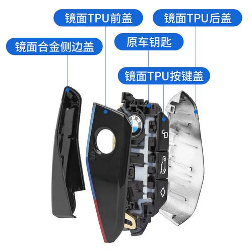 25款宝马新5系7系X1X3X5X7iX升级金属钥匙壳M钥匙套替换外壳改装