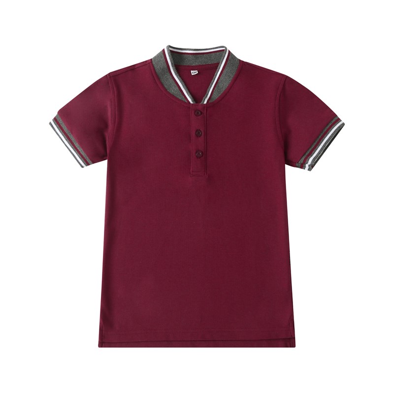 校服小学生夏装英伦学院男童短袖立领枣红色女童班服上衣园服