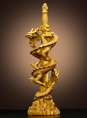 纯铜剑龙摆件龙金属蟠龙剑神龙宝剑家居客厅玄关办公室装饰品桌面