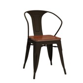 复古工业风铁艺实木餐椅小吃店商用靠背扶手餐厅休闲椅咖啡厅椅子