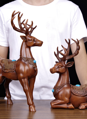 梅花鹿一对摆件发财鹿客厅玄关家居办公室装饰品乔迁新居开业送礼