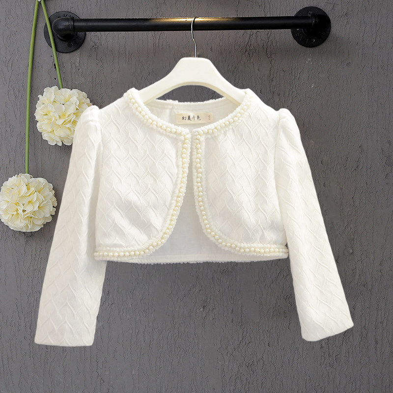 女童白色披肩小外套2020秋冬儿童加绒加厚公主外搭开衫礼服裙披风