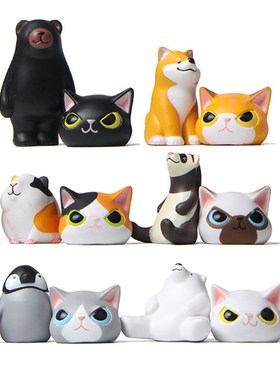 6款伪装猫咪的动物们猫咪扮装头套变装柴犬豚鼠手办迷你猫咪摆件