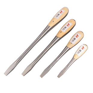 一字夹柄螺丝刀通心螺丝批木柄老式可敲击起子扁型穿心螺丝刀锤击