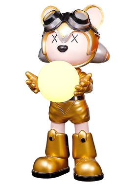 潮酷网红抱灯星际熊落地摆件轻奢卡通发光装饰客厅迎宾儿童房摆设