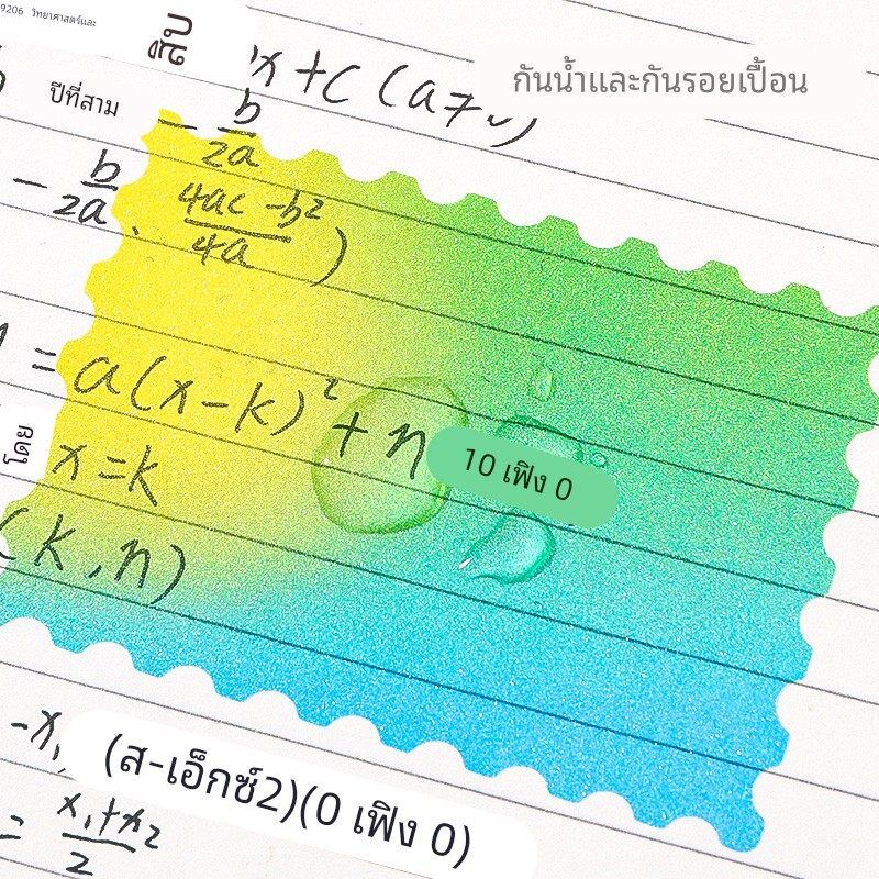 蓝果新款可抽拉珠光透明便利贴磨砂材质学生中性笔圆珠笔可写贴纸