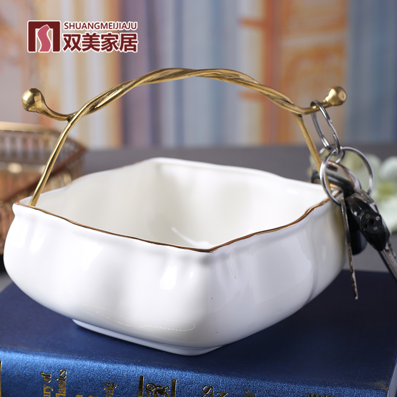 玄关放钥匙收纳入户摆件进门口招财客厅鞋柜装饰创意奢华新中式瓷