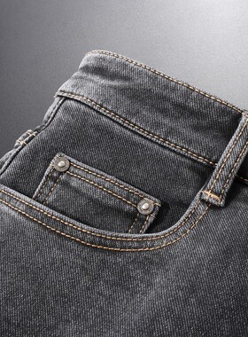 2024秋冬季新款烟灰色做旧复古舒适百搭直筒宽松牛仔裤男士长裤子