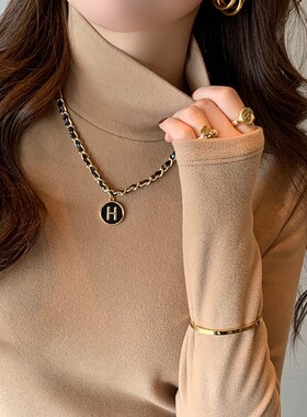 白色高领打底衫女秋冬高级感双面德绒西装内搭堆堆领保暖加绒上衣