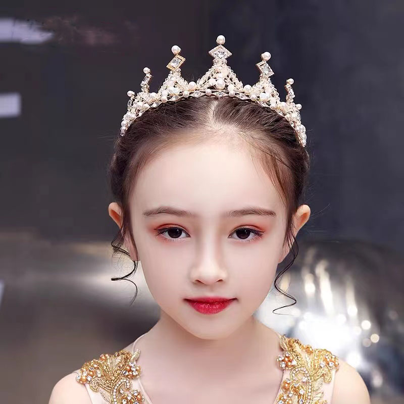 儿童皇冠头饰发夹韩国可爱金色生日礼物精美演出小朋友公主女发箍