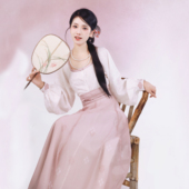 月渺境静时粉色八破裙圆领衫 唐制汉服2026冬季 新国风汉服女成人