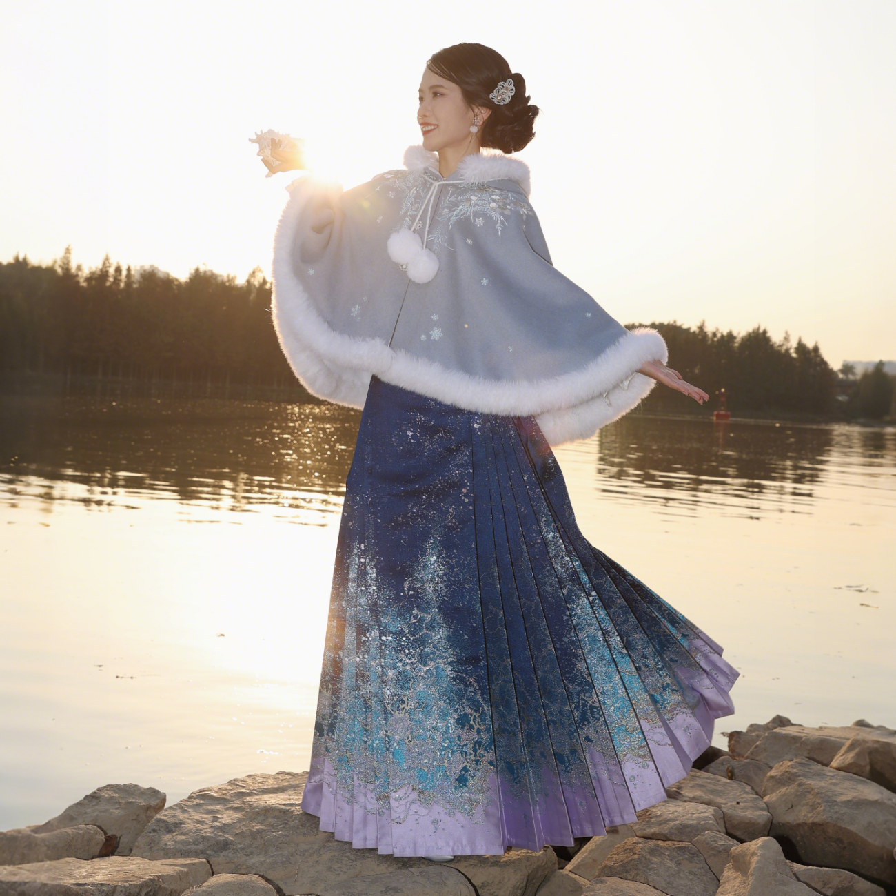 月渺境海浪马面裙套装女2026冬新款新中式国风明制汉服成人日常,女装/女士精品,汉服半身裙,淘宝优惠券,粉丝福利购,淘宝优惠卷